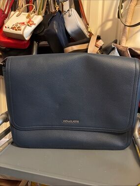 Michael Kors Navy Pebbled Leather Messenger Bag